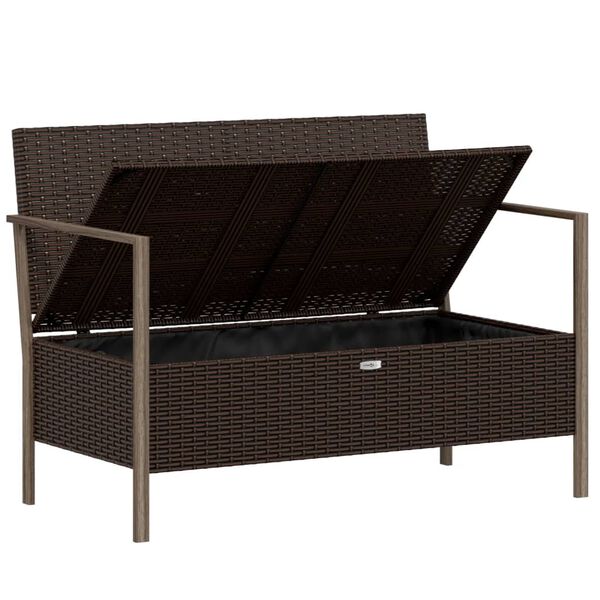 vidaXL 2-Seater Garden Bench with Cushions Brown Poly Rattan