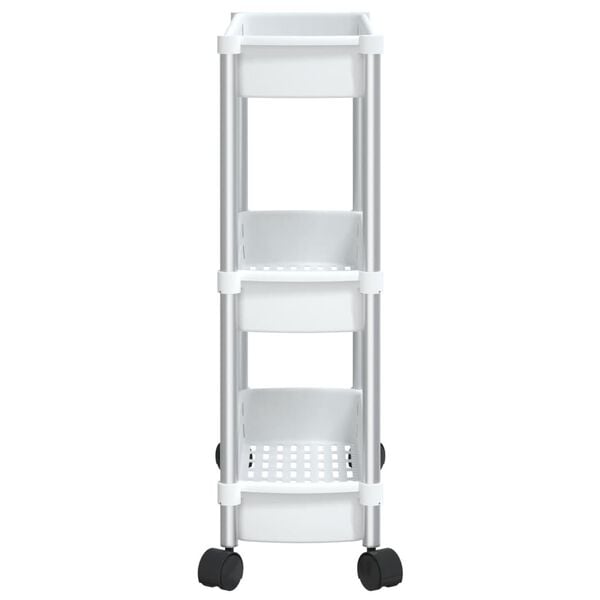 vidaXL 3-Tier Storage Trolley Silver and White Aluminium