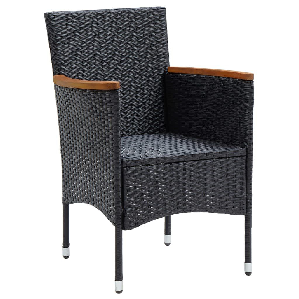 vidaXL 7 Piece Garden Dining Set with Cushions Poly Rattan Black