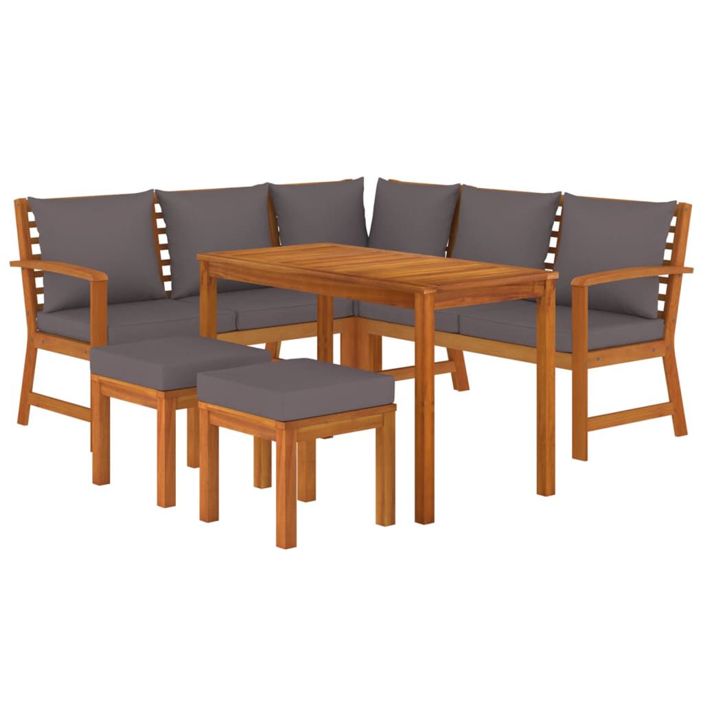 vidaXL 6 Piece Garden Dining Set with Cushions Solid Wood Acacia