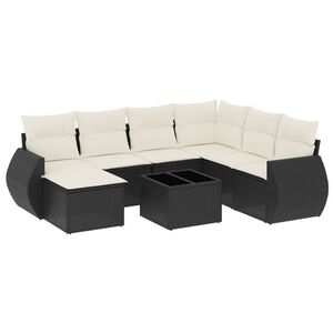 vidaXL 8 Piece Garden Sofa Set with Cushions Black Poly Rattan