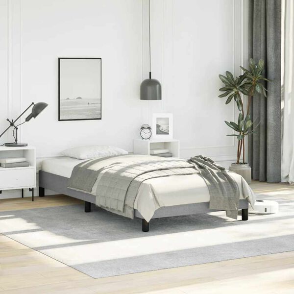 vidaXL Bed Frame without Mattress Light Grey 100x203 cm Twin XL Fabric