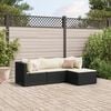 vidaXL 4 Piece Garden Lounge Set with Cushions Black Poly Rattan