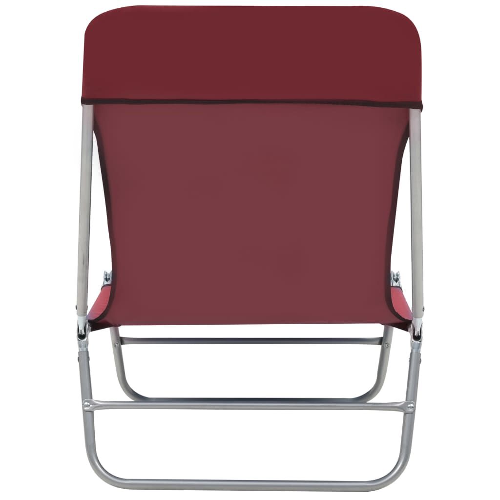 vidaXL Folding Sun Loungers 2 pcs Steel and Fabric Red