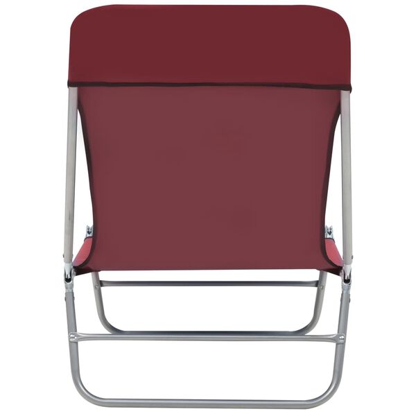 vidaXL Folding Sun Loungers 2 pcs Steel and Fabric Red