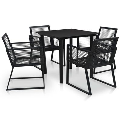 vidaXL 5 Piece Outdoor Dining Set PVC Rattan Black