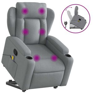 vidaXL Stand up Massage Recliner Chair Light Grey Fabric