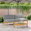 vidaXL Sofa Set with Cushion Plain Manual 2 pcs Grey Solid Acacia Wood