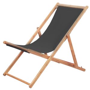 vidaXL Folding Beach Chair Fabric and Wooden Frame Grey