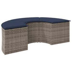 vidaXL Garden Footstool with Cushion Grey Poly Rattan