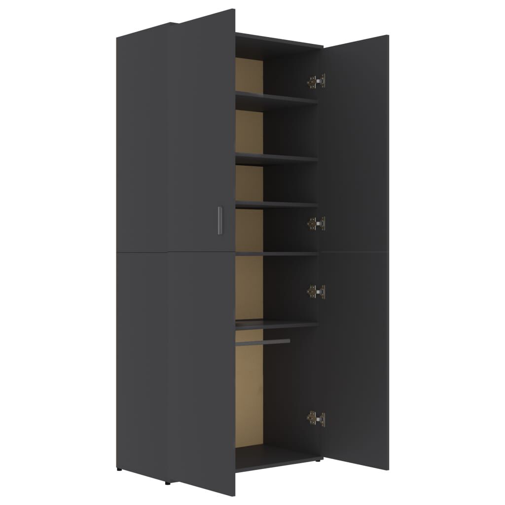 vidaXL Shoe Cabinet Grey 80x39x178 cm Engineered Wood