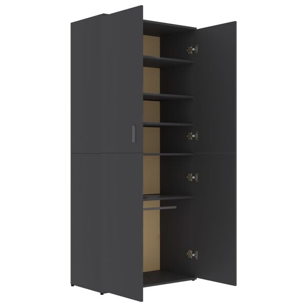vidaXL Shoe Cabinet Grey 80x39x178 cm Engineered Wood