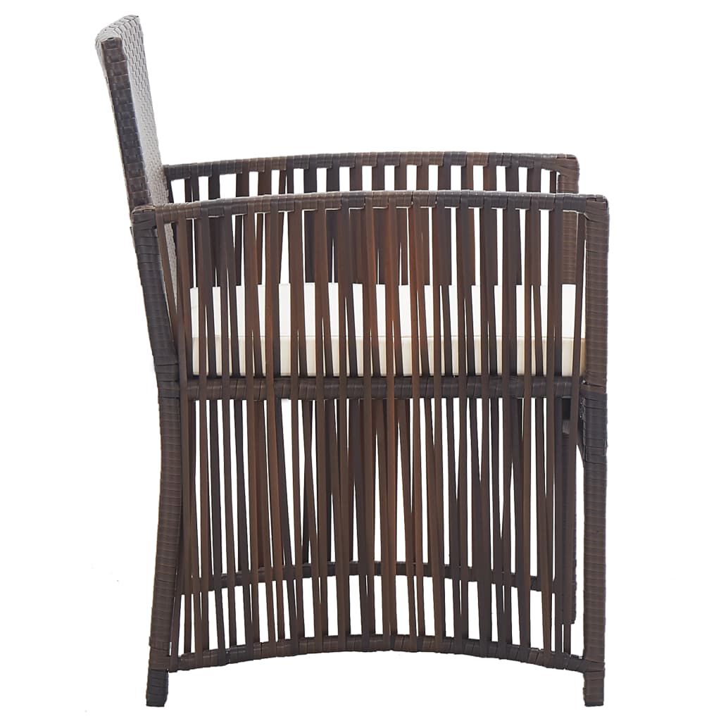 vidaXL Garden Armchairs with Cushions 2 pcs Brown Poly Rattan