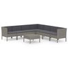 vidaXL 8 Piece Garden Lounge Set with Cushions Poly Rattan Grey