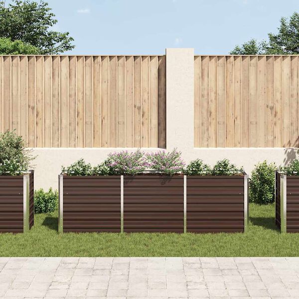 vidaXL Garden Raised Bed Galvanised Steel 240x40x77 cm Brown