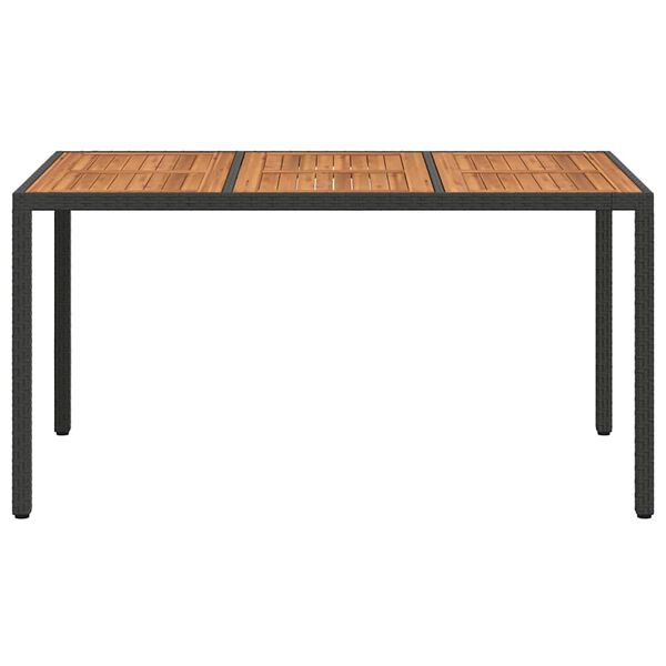 vidaXL Garden Table Black 150 x 90 x 75 cm Poly Rattan