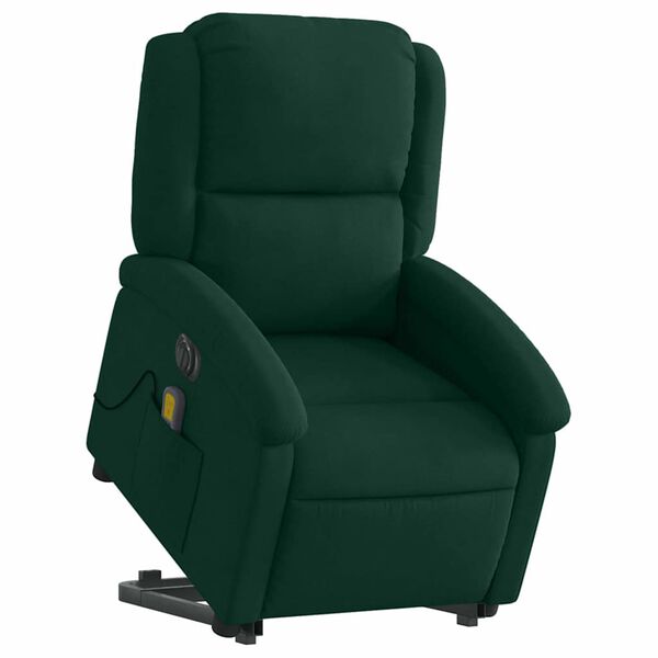 vidaXL Electric Stand up Massage Recliner Chair Dark Green Velvet