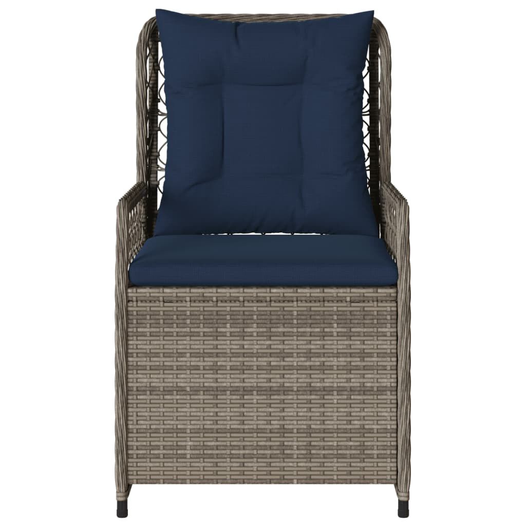 vidaXL Reclining Garden Chairs 2 pcs Grey Poly Rattan