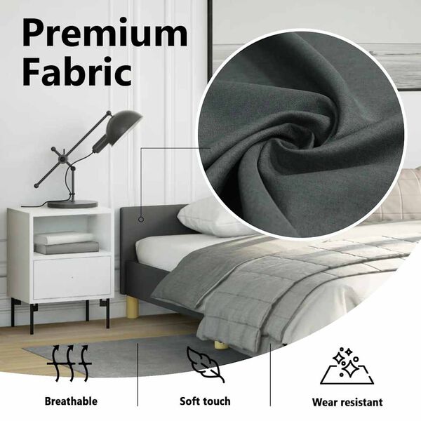 vidaXL Bed Frame without Mattress Dark Grey King Fabric