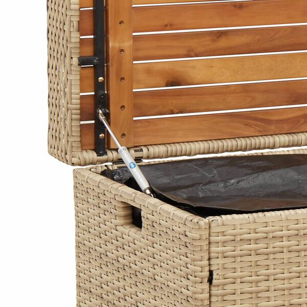 vidaXL Storage Bench Mix Beige 100x50x52 cm Poly Rattan and Acacia Wood