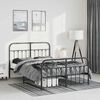 vidaXL Metal Bed Frame without Mattress with Footboard Black 135x190cm