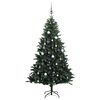 vidaXL Artificial Hinged Christmas Tree 300 LEDs & Ball Set 180 cm