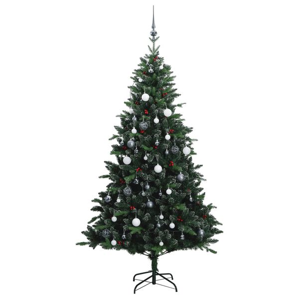 vidaXL Artificial Hinged Christmas Tree 300 LEDs & Ball Set 180 cm