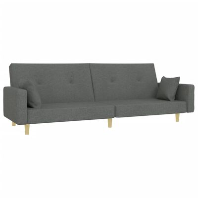 vidaXL 2-Seater Sofa Bed with Footstool Dark Grey Fabric