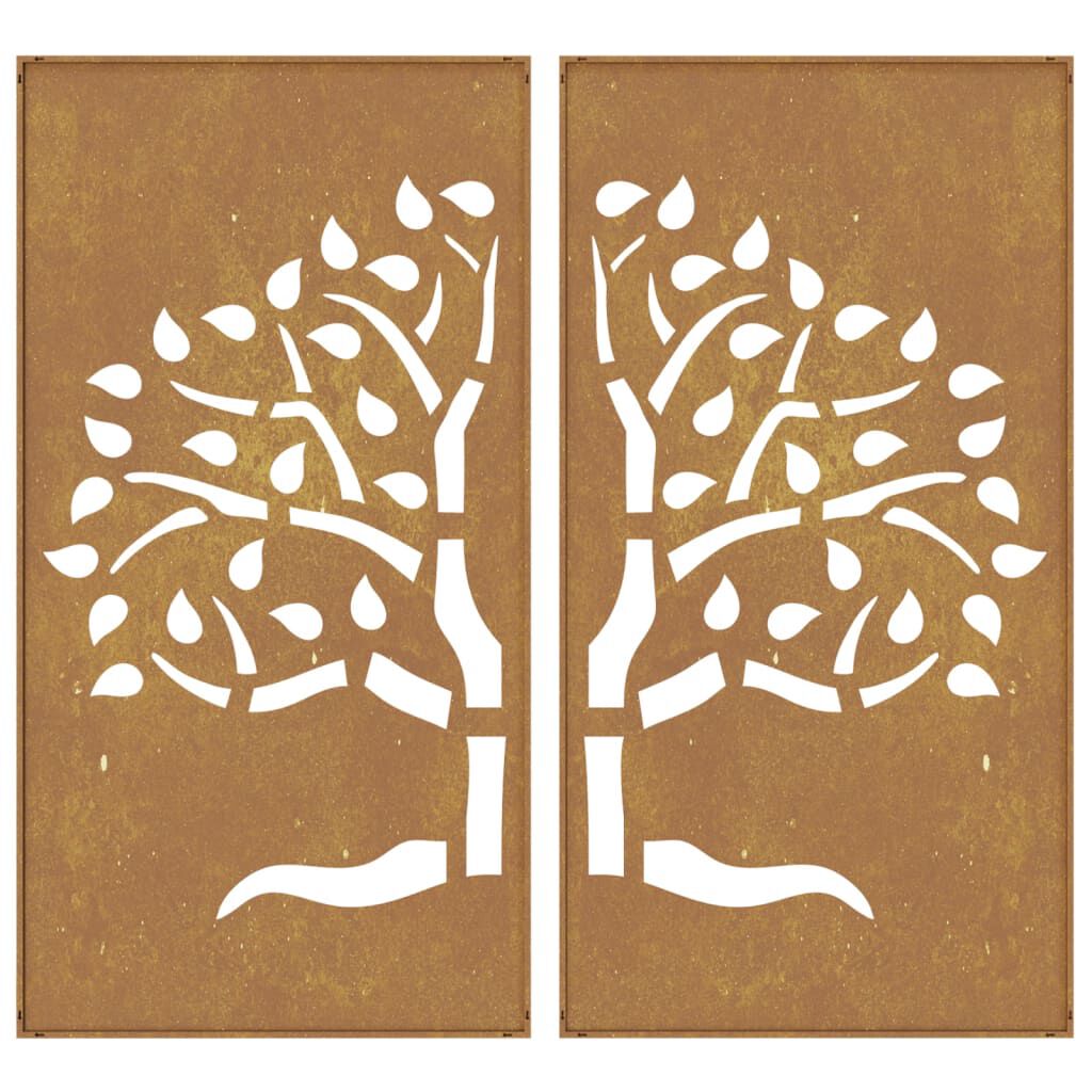 vidaXL Garden Wall Decorations 2 pcs 105x55 cm Corten Steel Tree Design
