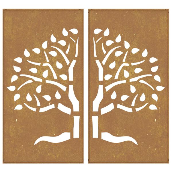 vidaXL Garden Wall Decorations 2 pcs 105x55 cm Corten Steel Tree Design