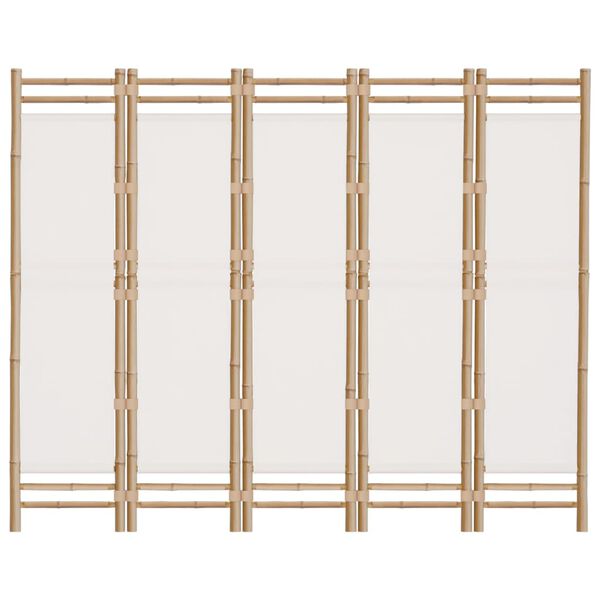 vidaXL Folding 5-Panel Room Divider 200 cm Bamboo and Canvas