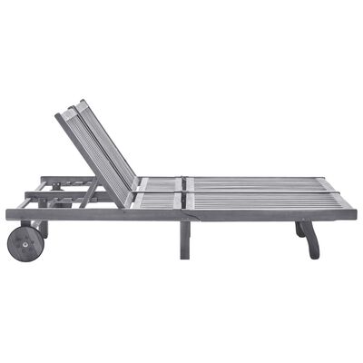 vidaXL 2-Person Garden Sun Lounger with Cushion Grey Solid Acacia Wood