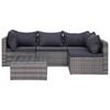 vidaXL 5 Piece Garden Sofa Set with Cushions & Pillows Poly Rattan Grey