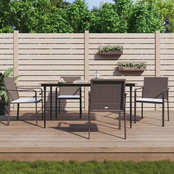 vidaXL Garden Chairs with Cushions 4 pcs Brown 56x59x84 cm Poly Rattan