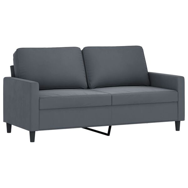 vidaXL 2 Piece Sofa Set with Cushions Dark Grey Velvet