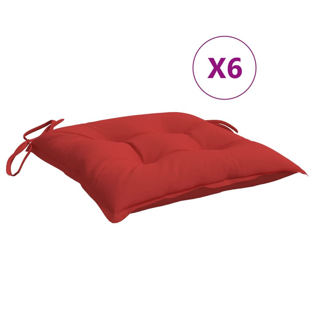vidaXL Chair Cushions 6 pcs Red 50x50x7 cm Oxford Fabric