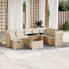vidaXL 9 Piece Garden Sofa Set with Cushions Beige Poly Rattan