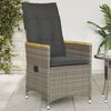 vidaXL Reclining Garden Chair with Cushions Grey Poly Rattan
