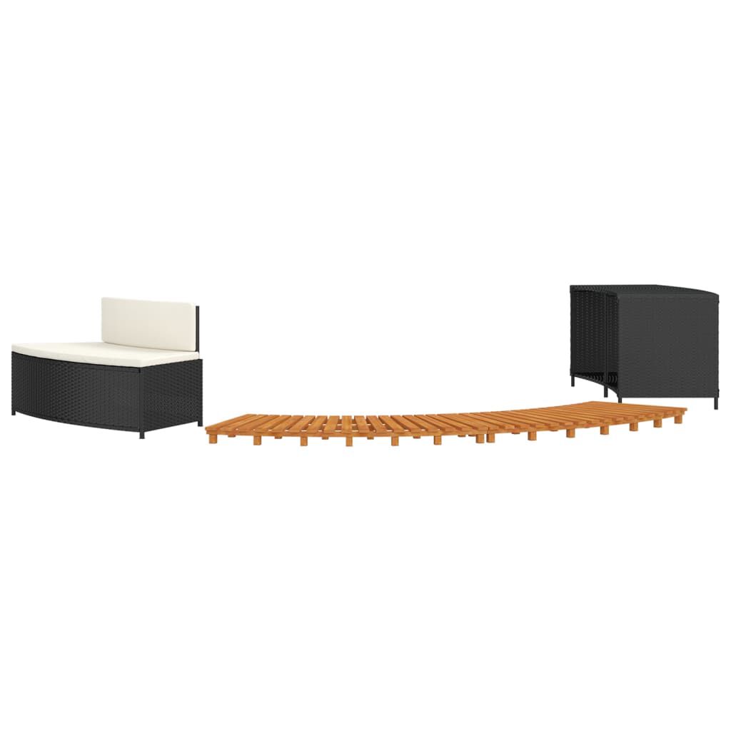vidaXL Hot Tub Surround Black Poly Rattan and Solid Wood Acacia