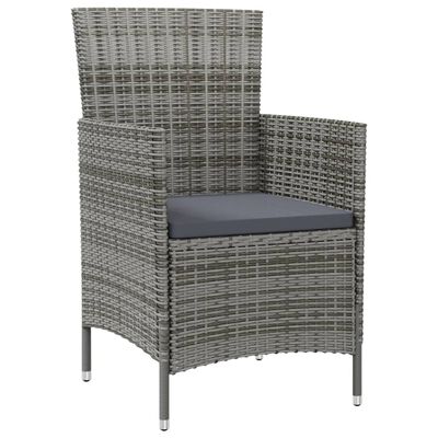 vidaXL Garden Chairs with Cushions 2 pcs Poly Rattan Grey