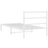 vidaXL Metal Bed Frame without Mattress with Headboard White 100x200cm