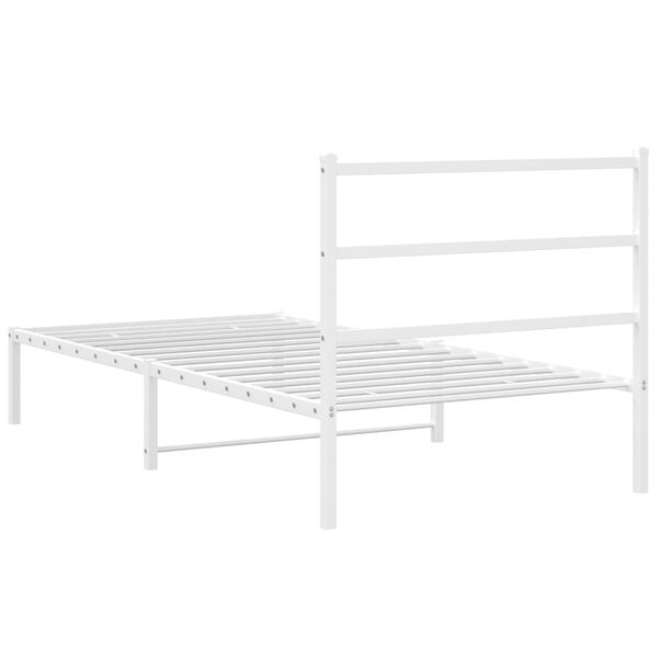vidaXL Metal Bed Frame without Mattress with Headboard White 100x200cm