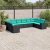 vidaXL 10 Piece Garden Sofa Set with Cushions Black Poly Rattan