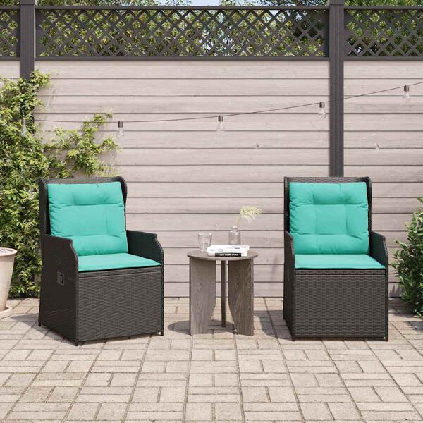 vidaXL Garden Bench 2 pcs Black Poly Rattan