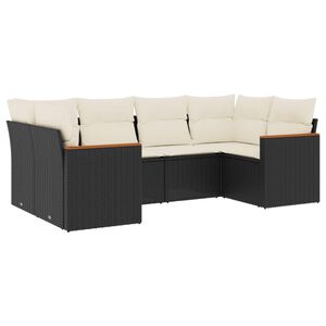 vidaXL 6 Piece Garden Sofa Set with Cushions Black Poly Rattan