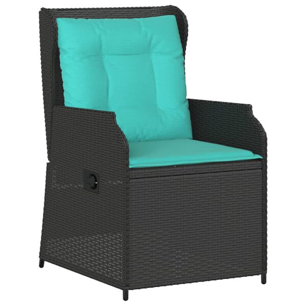 vidaXL Reclining Garden Chairs 2 pcs with Cushions Black Poly Rattan