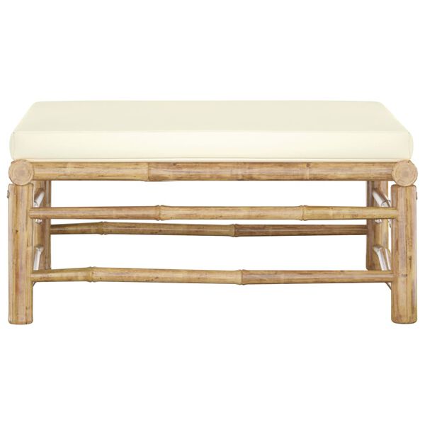vidaXL Garden Footrest with Cream White Cushion Bamboo