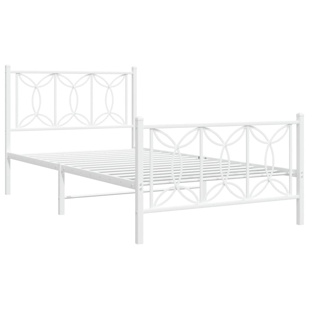 vidaXL Metal Bed Frame without Mattress with Footboard White 100x200cm