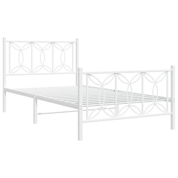 vidaXL Metal Bed Frame without Mattress with Footboard White 100x200cm