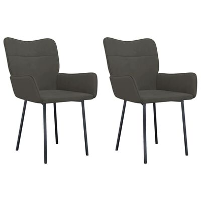 vidaXL Dining Chairs 2 pcs Dark Grey Velvet